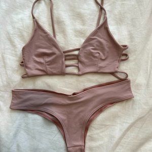 MONTCE SWIM- Dusty Rose Nu Micro Bikini Bottom and Cage Top